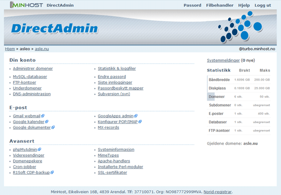 DirectAdmin redesignet