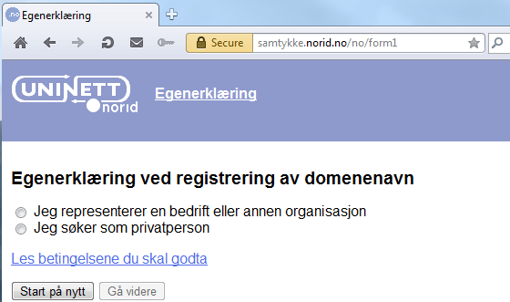 Norids egenerklæringsautomat